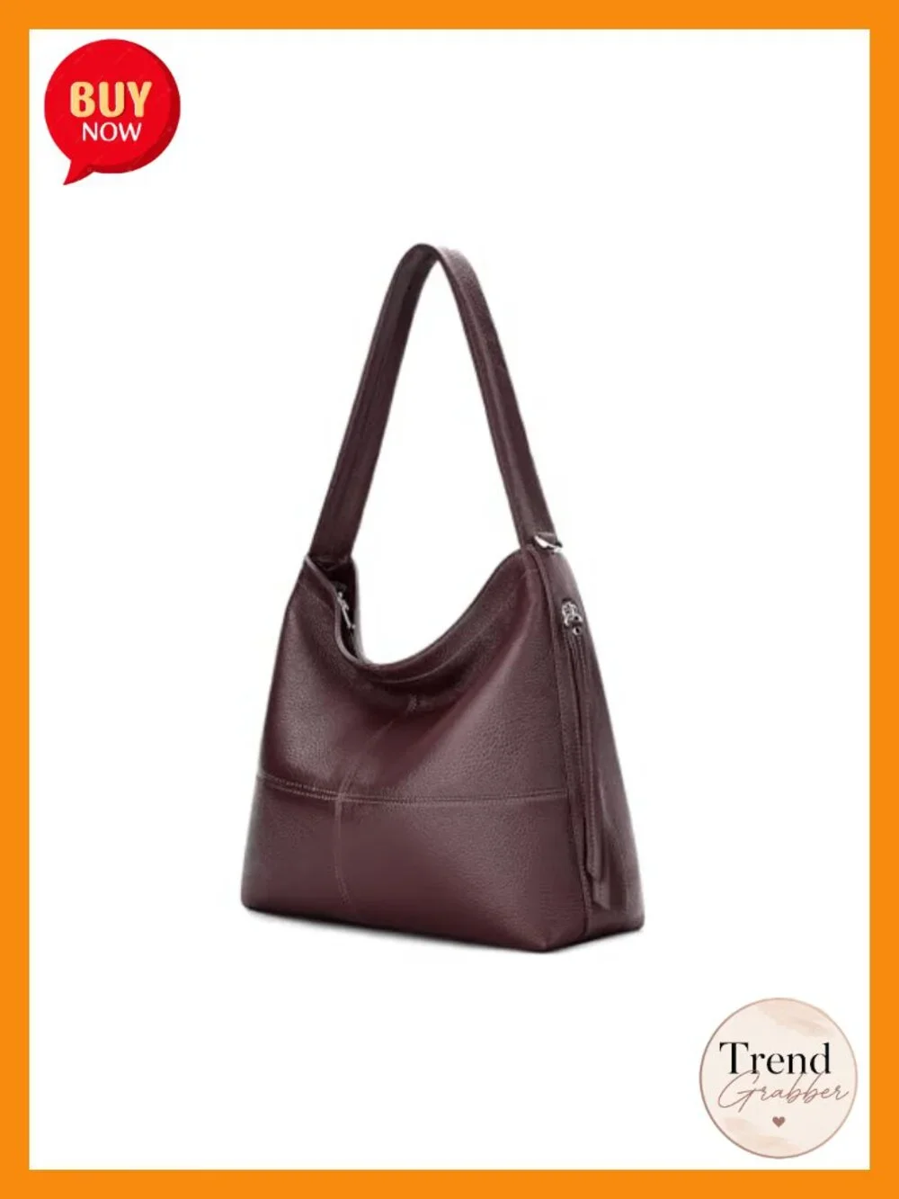 Genuine Leather Hobo Bag Crossbody Purse Work Tote Shoulder Handbag with 2